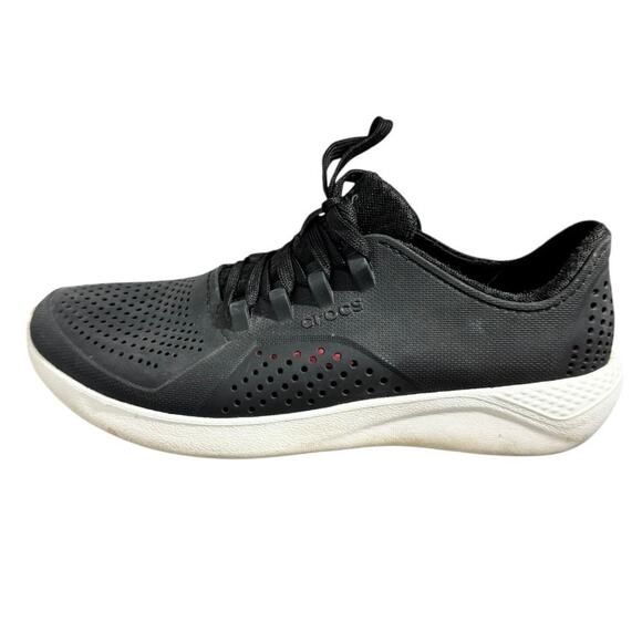 Crocs Lite Ride Pacer Sneaker Women 9 Black Lace Up Comfort Breathable Walking - Picture 1 of 6